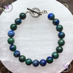 Chrysocolla Healing Bracelet with Silver Toggle Clasp